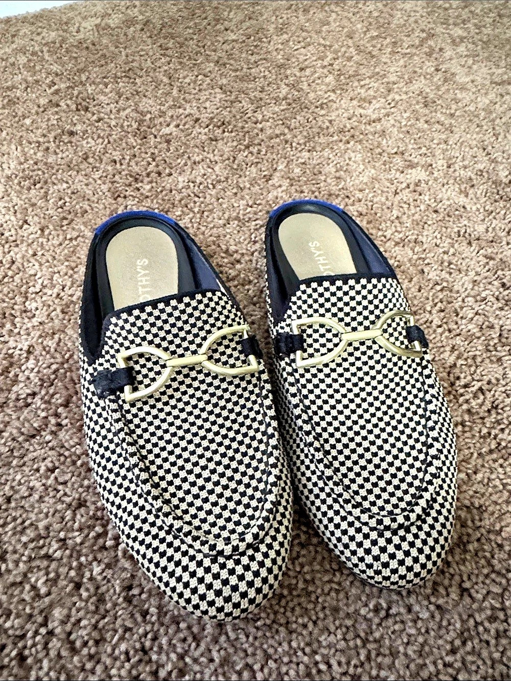 Rothy's The Double Bit Loafer Mule in Classic Micro Check Checkered Bit Loafers